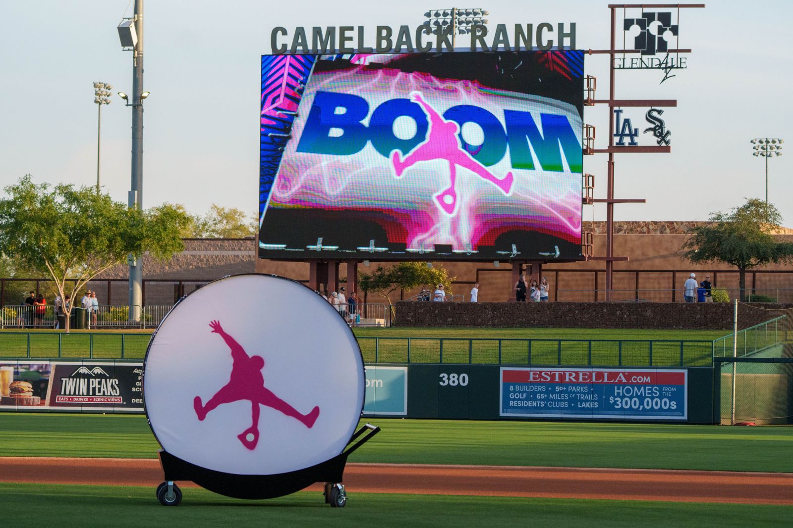 Boom Ball logo on a stadium sign