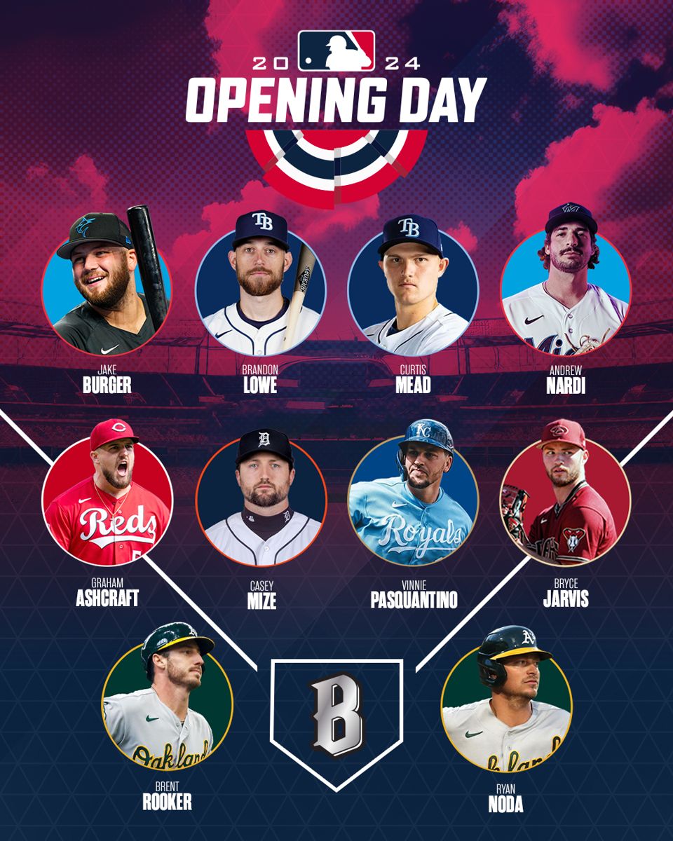 Opening Day roster graphic with twelve players